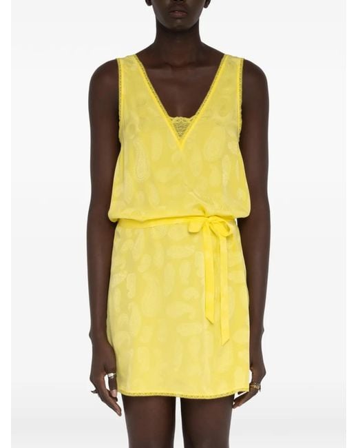 Zadig & Voltaire Yellow Paisley-Pattern V-Neck Dress