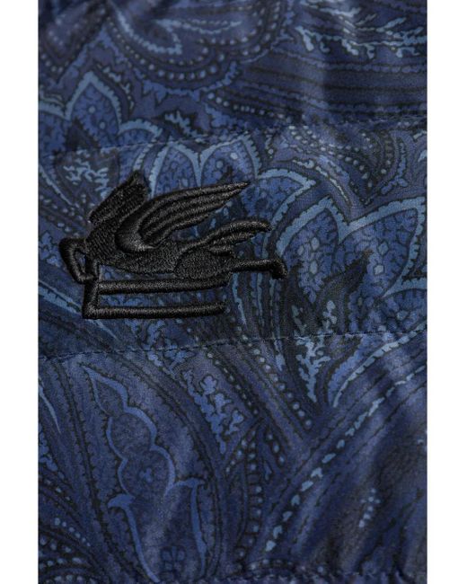 Etro Blue Paisley-Print Padded Waistcoat for men
