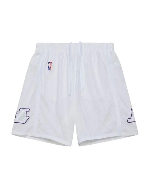 Mitchell & Ness White X La Lakers Graphic Shorts for men