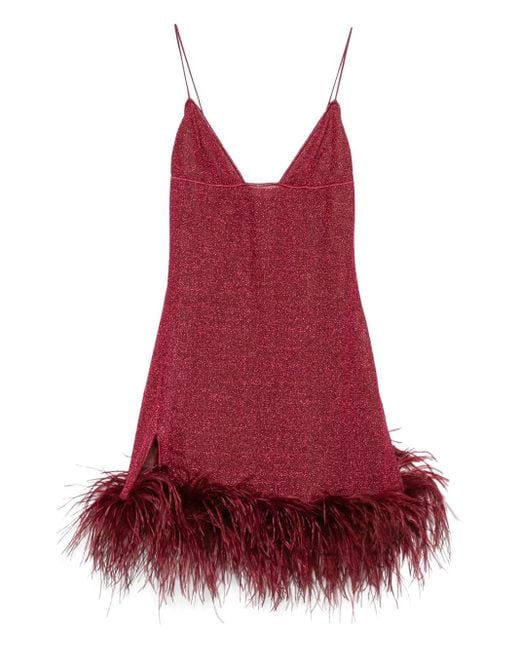 Oseree Red Lumiere Plumage Short Dress