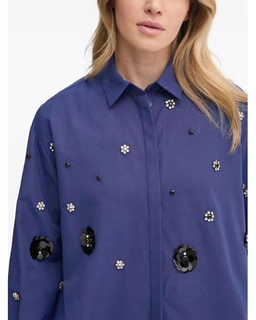 Bruuns Bazaar Blue Sequin-Embellished Crystal-Detail Shirt