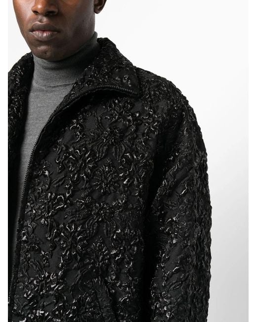 Valentino Garavani Black Floral-Jacquard Brocade-Effect Jacket for men