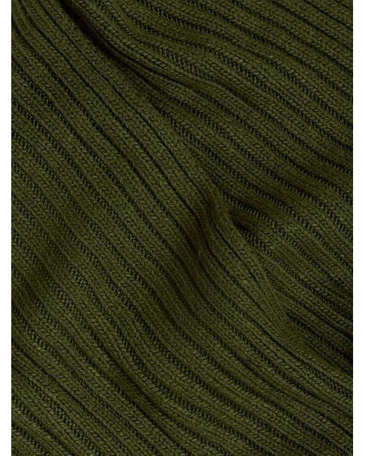Karl Lagerfeld Green Ribbed Logo-Patch Scarf for men