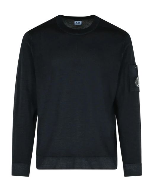 Company Men's Black Ribbed Crew-neck Pocket Sweater
