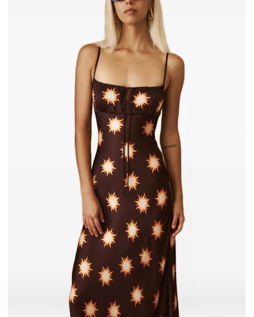 Leslie Amon White Sun Print Maxi Dress