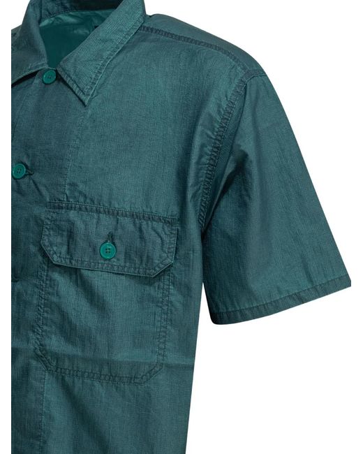 Beams Plus Green Short-Sleeve Button-Up Shirt for men
