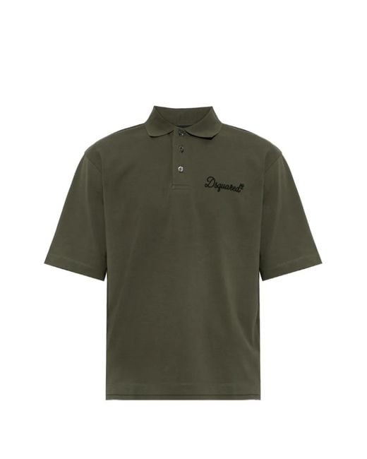 DSquared² Green Logo-Embroidered Polo Shirt for men