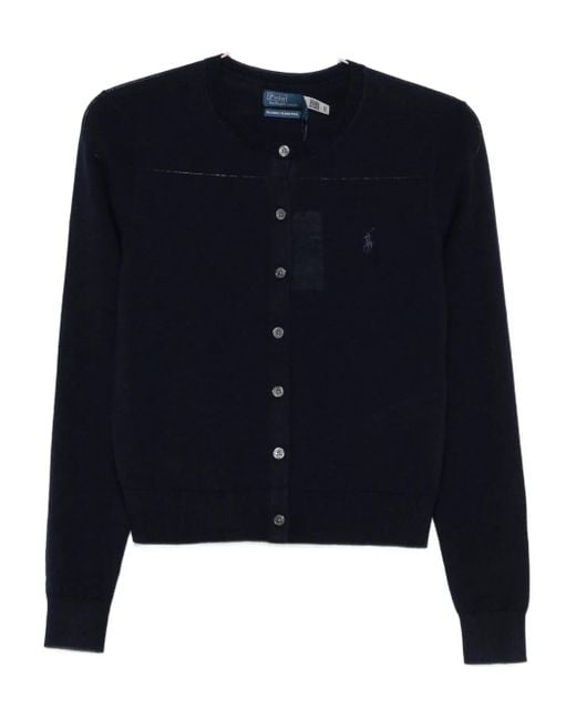 Polo Ralph Lauren Button-front Embroidered-logo Cardigan Blue
