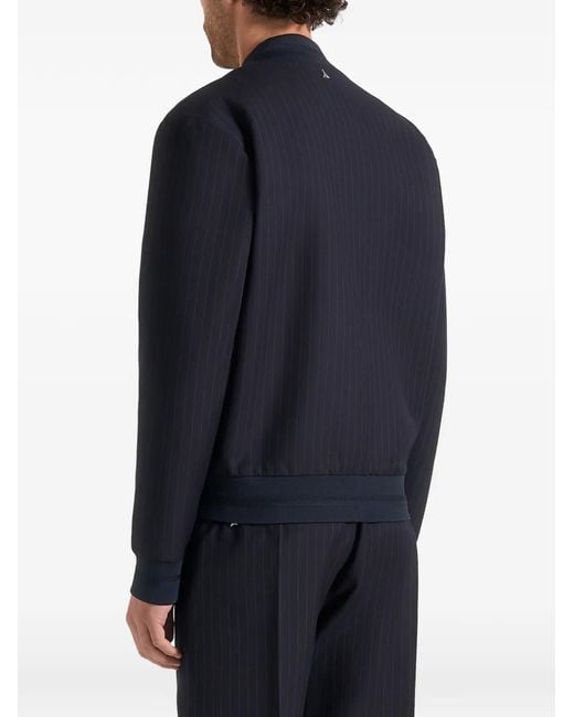 Manière De Voir Blue Savin Pinstripe Bomber Jacket for men