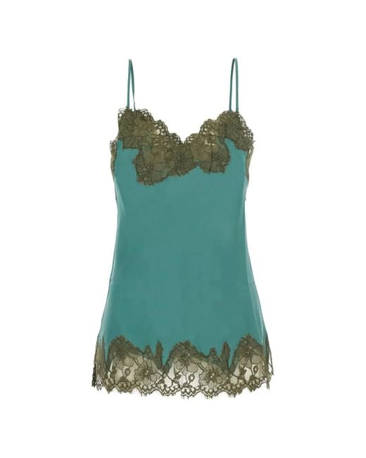 Gold Hawk Green Marilyn Bias Lace-Trim Top