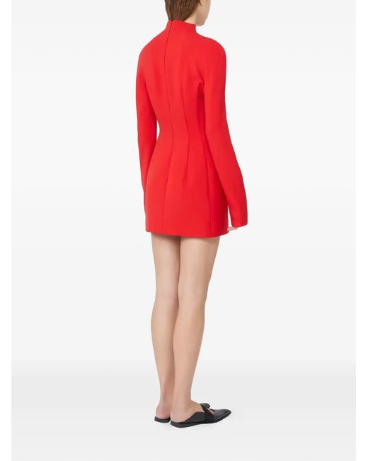 Sportmax Red Tefrite High-Neck Flap-Pocket Dress