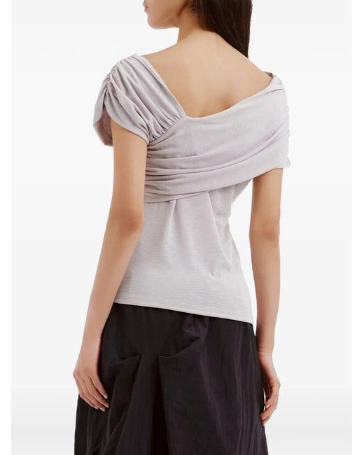B+ AB Gray Ruched Off-Shoulder Blouse