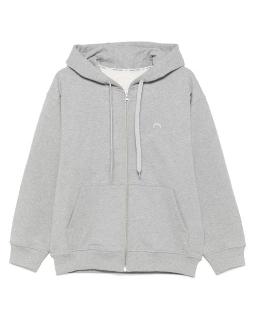 MARINE SERRE Gray Crescent Moon Zip-Up Hoodie