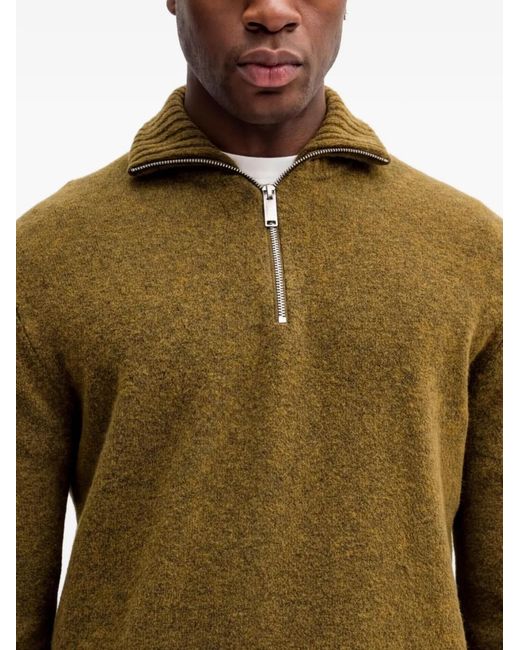 Sisley Green Zip-Up Roll-Neck Sweater for men