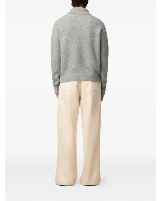AMI Langärmeliges Ami Poloshirt in Gray für Herren