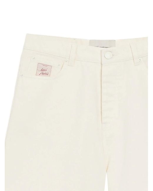 AMI White Logo-Patch Shorts for men