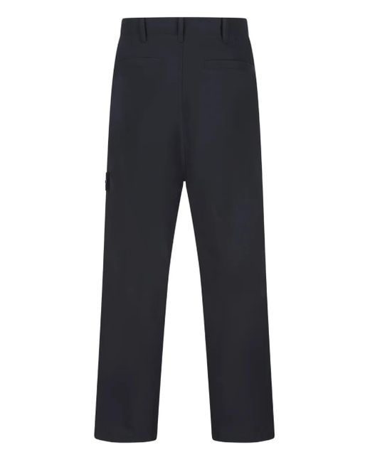 Stone Island Blue Patch-Pocket Cotton Trousers for men