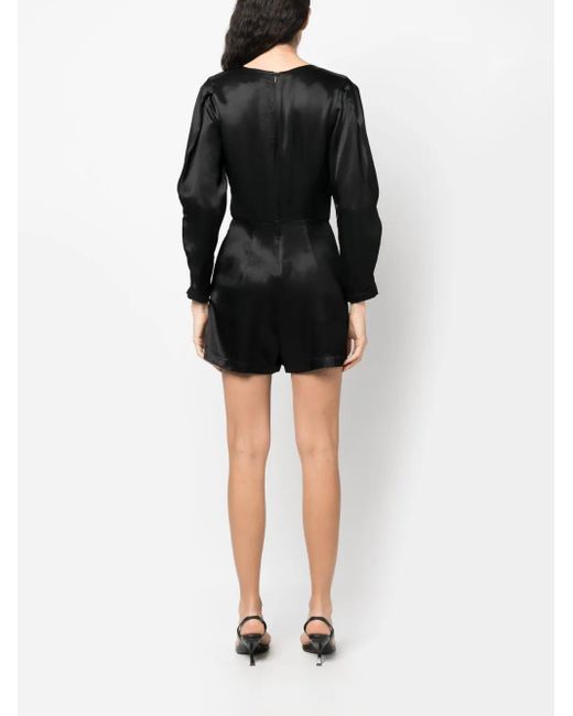 ARMANI EXCHANGE Black Logo-Plaque Satin-Finish Jumpsuit