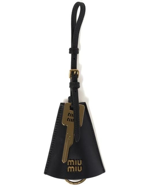 Miu Miu Black Logo-Lettering Leather Trick