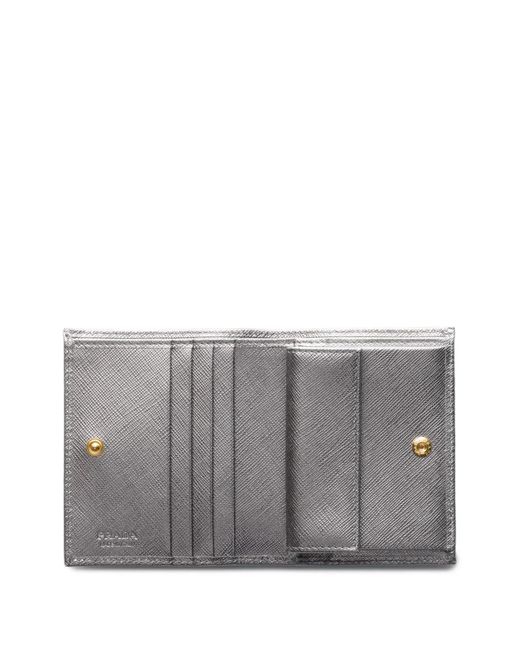 Prada Gray Portefeuille En Cuir Saffiano