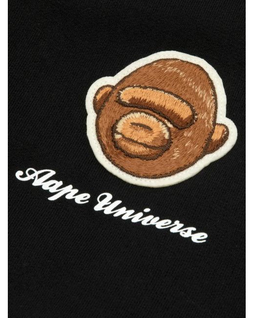 Aape By A Bathing Ape Black Embroidered Ape Head Ribbed Trim Cardigan for men