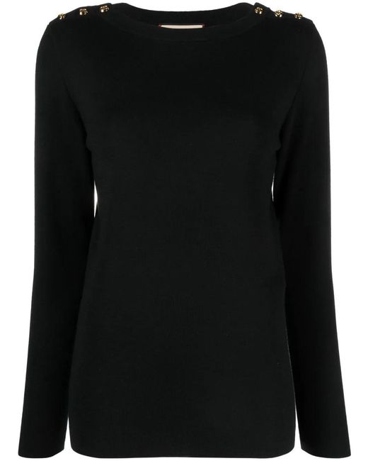Gucci Black Knitted Buttoned-Shoulder Jumper