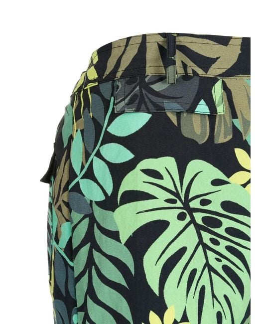 Amir Slama Green Leaf-Print Swim Shorts for men