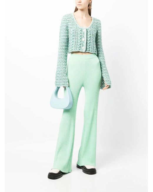 Marco Rambaldi Green Chunky-Knit Button-Down Cardigan