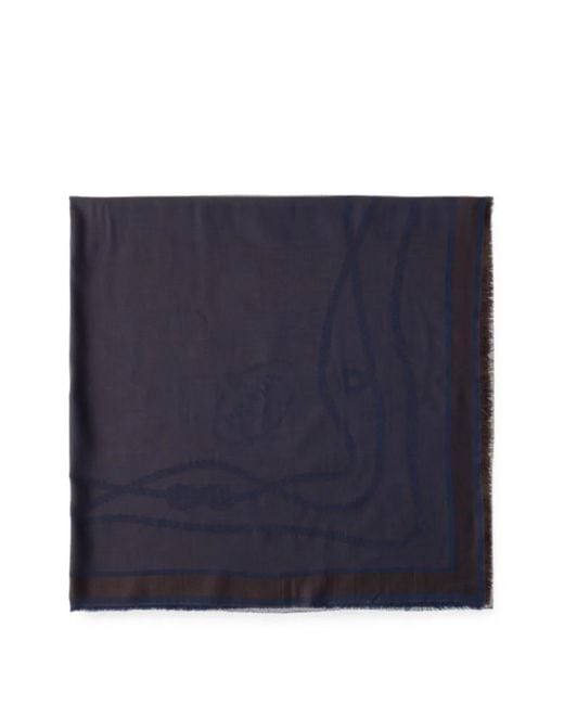 Prada Blue Silk, Cashmere And Wool Jacquard Shawl
