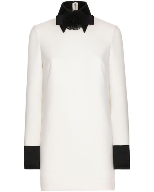 Vestido corto con aplique de lazo Dolce & Gabbana de color White