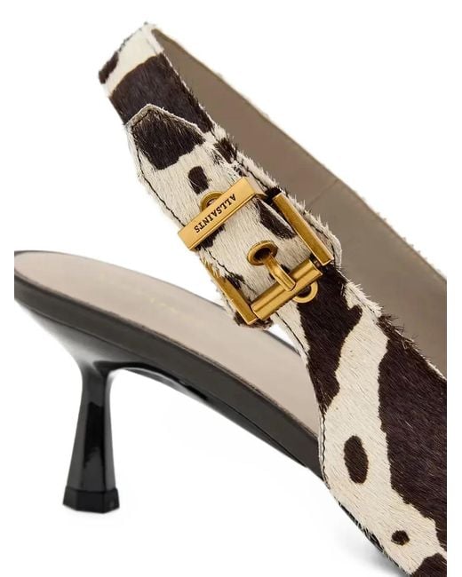 AllSaints Metallic Hera Cow-Print Buckled Pumps