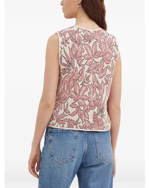 La Petite Francaise Red Gamin Floral V-Neck Vest