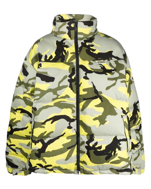Vetements Yellow Camouflage-Print Puffer Jacket