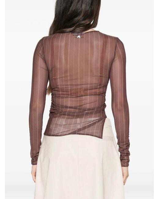 Patrizia Pepe Brown Pinstripe Tulle Top