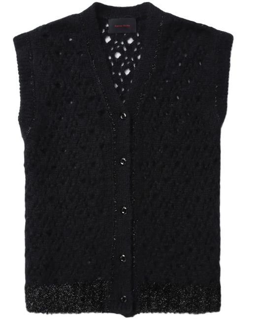 Simone Rocha Black Pointelle-Knit Cardigan for men