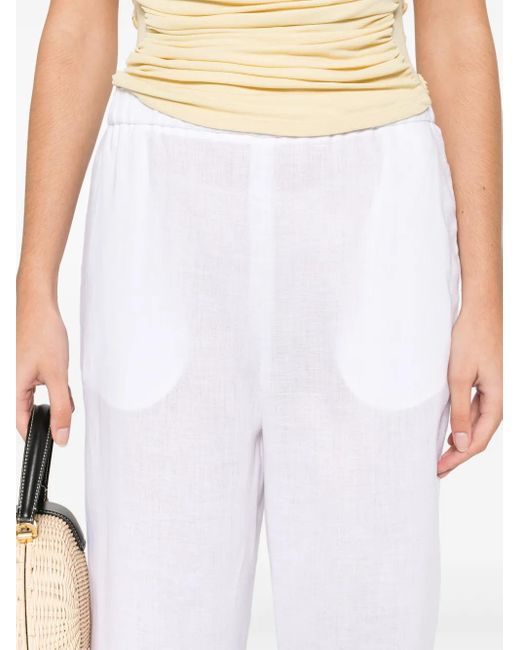 Fabiana Filippi White Chambray Pipe-Trim Tapered Trousers