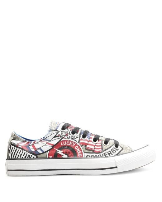 Converse White Chuck Taylor Patchwork-Print Low Sneakers