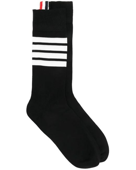 Thom Browne Black 4-bar Mid-calf Socks for men