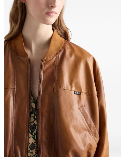 Prada Brown Cropped Nappa Leather Jacket