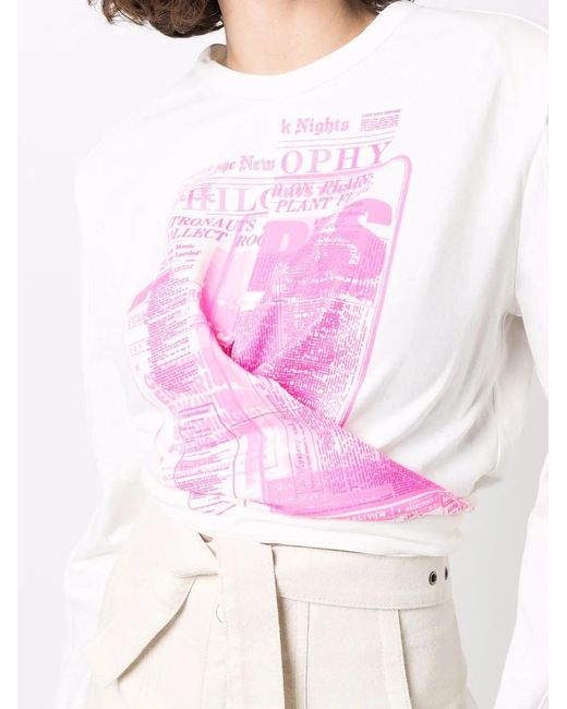 Philosophy Di Lorenzo Serafini Pink News Print Wrap T-Shirt