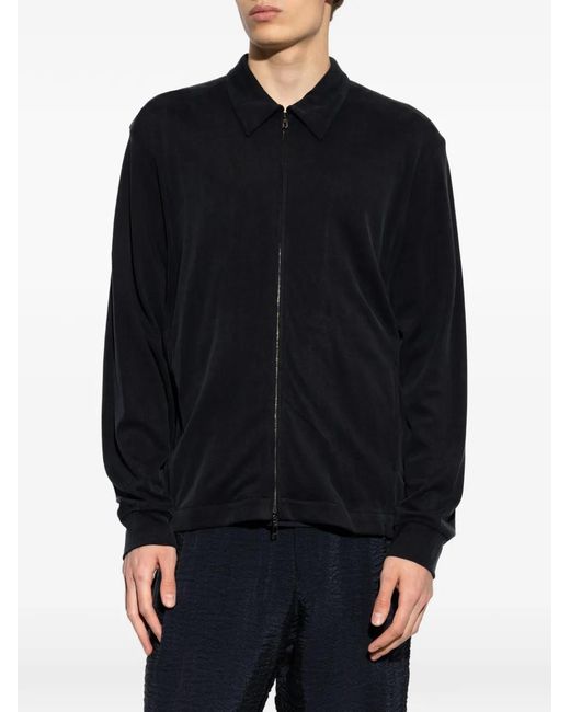 Giorgio Armani Blue Zip-Up Collared Jacket for men