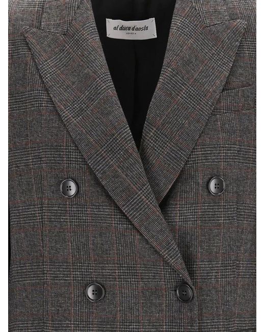Al Duca D'aosta Gray Double-Breasted Blazer