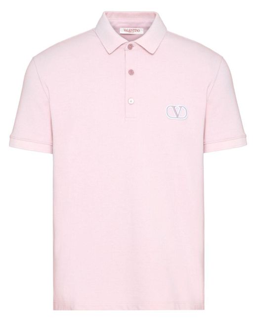 メンズ Valentino Garavani Vロゴ シグネチャー ポロシャツ Pink