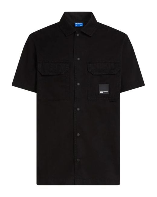 メンズ Karl Lagerfeld ロゴパッチ シャツ Black