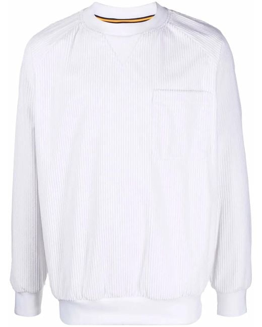 K-Way White Ribbed Crew Neck Sweatshirt for men