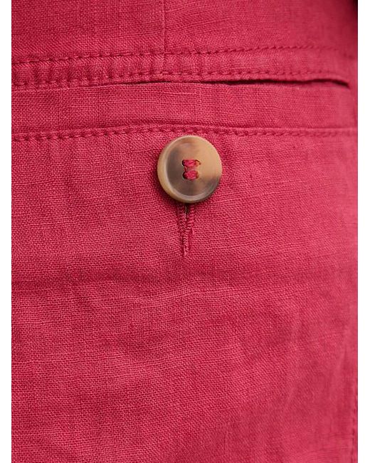 Benetton Red Linen Straight Trousers