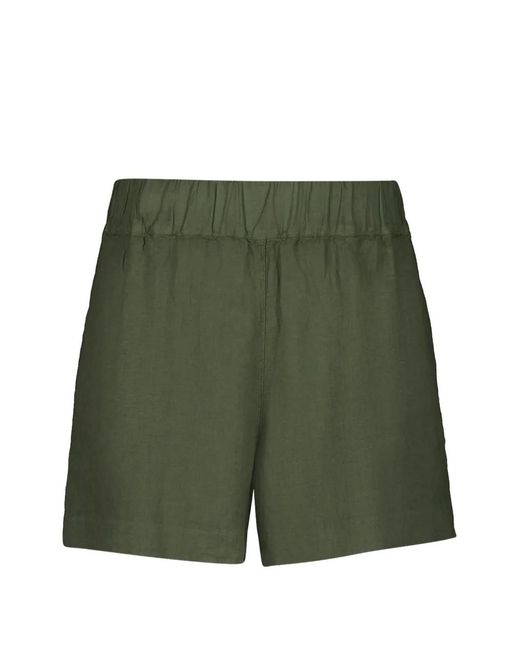 120% Lino Green Elasticated-Waist Shorts