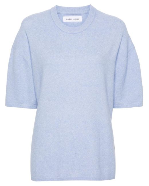 Samsøe & Samsøe Blue Megan Fine-knit T-shirt