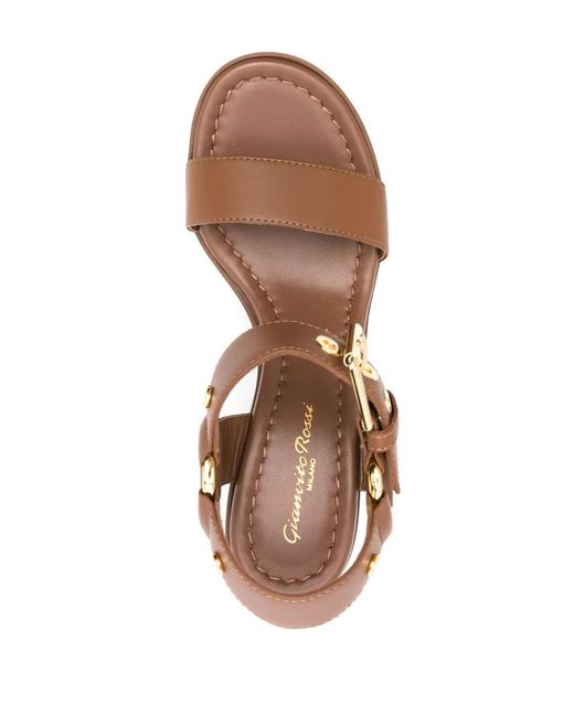 Gianvito Rossi Brown Leather Wedge Sandals