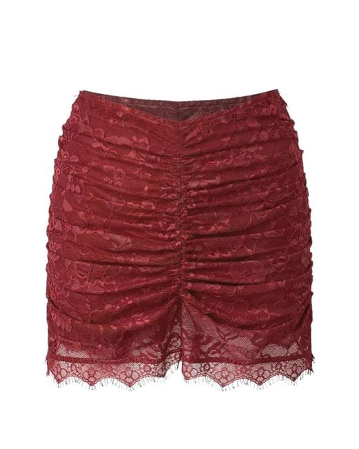 OW Collection Red Jupe Selah En Dentelle À Fronces